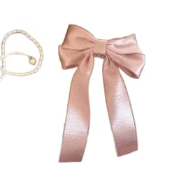 Korean Style Silver Satin Bow Hair Clip for Women, Elegant Long Ribbon Alligator Clip, Luxury Hair Accessories for Half Updo
