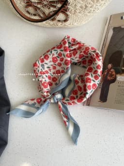 Cotton and Linen Square Towel Floral Polka Dot Scarf Literary Mori Headscarf Headband Bag Strap Female Japanese Korean Popular