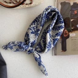 Cotton and Linen Square Towel Floral Polka Dot Scarf Literary Mori Headscarf Headband Bag Strap Female Japanese Korean Popular