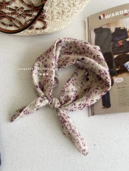 Cotton and Linen Square Towel Floral Polka Dot Scarf Literary Mori Headscarf Headband Bag Strap Female Japanese Korean Popular