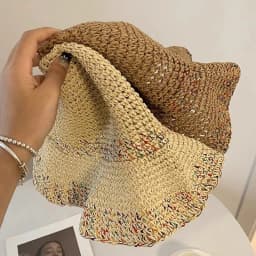 Summer Sun Hats for Women Straw Hat Showing Face Small Bucket Hat Large Brim Sunshade and Sunscreen Seaside Beach Cap