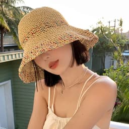 Summer Sun Hats for Women Straw Hat Showing Face Small Bucket Hat Large Brim Sunshade and Sunscreen Seaside Beach Cap