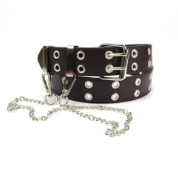 Y2K Aesthetic Punk Belt Women Pink Chain Leather Belt Adjustable with Metal Eyelets