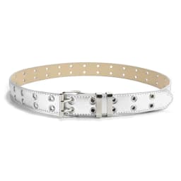 Y2K Aesthetic Punk Belt Women Pink Chain Leather Belt Adjustable with Metal Eyelets
