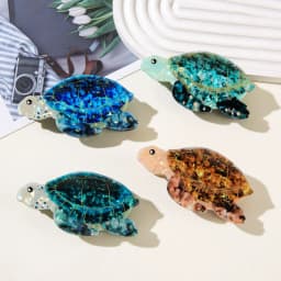 1Pc Boho Sea Turtle Hair Claw, Acetate Hair Accessory for Beach Vacation, Perfect for Summer Hairstyle