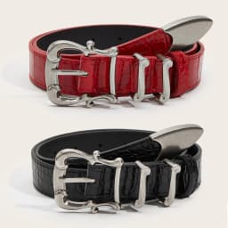 High-End Luxury Designer Crocodile Pattern Red Belt For Women New Fashion Niche Black Belt For Skirts And Jeans Punk Accessories