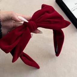 Red Black Velvet Wide Bow Headband For Girls Women Winter Hairband Fashion Temperament New Year Hair Accessories【AliS8】