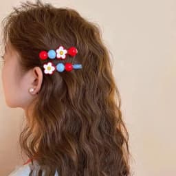 2PCS Sweet Candy Flower Bow Hair Clip Side Bangs Clip Cute Hairpin Barrettes for Women Daily Hair Accessories Gift