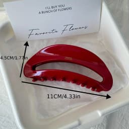 Elegant Red Acetate Hair Clip - Glossy Finish,Suitable for Medium To Thick Hair - Stylish Women's Accessory