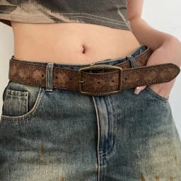 2026 New Retro Y2K Belt WOMEN'S New National Wind Belt with Jeans Belt Senior Sense of Brown