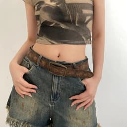 2026 New Retro Y2K Belt WOMEN'S New National Wind Belt with Jeans Belt Senior Sense of Brown