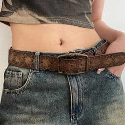 2026 New Retro Y2K Belt WOMEN'S New National Wind Belt with Jeans Belt Senior Sense of Brown