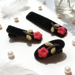 3PC Fashion Velvet with Rose Flower Hair Side Clips Vintage Hairpin for Girls Women Korean Hair Accessories