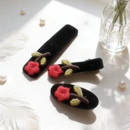 3PC Fashion Velvet with Rose Flower Hair Side Clips Vintage Hairpin for Girls Women Korean Hair Accessories