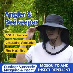Foldable Mosquito Hat With Hidden Net Mesh Repellent Bee Protection Casual Outdoor Sunscreen Fishing Cap Panama Hat〔CC55〕