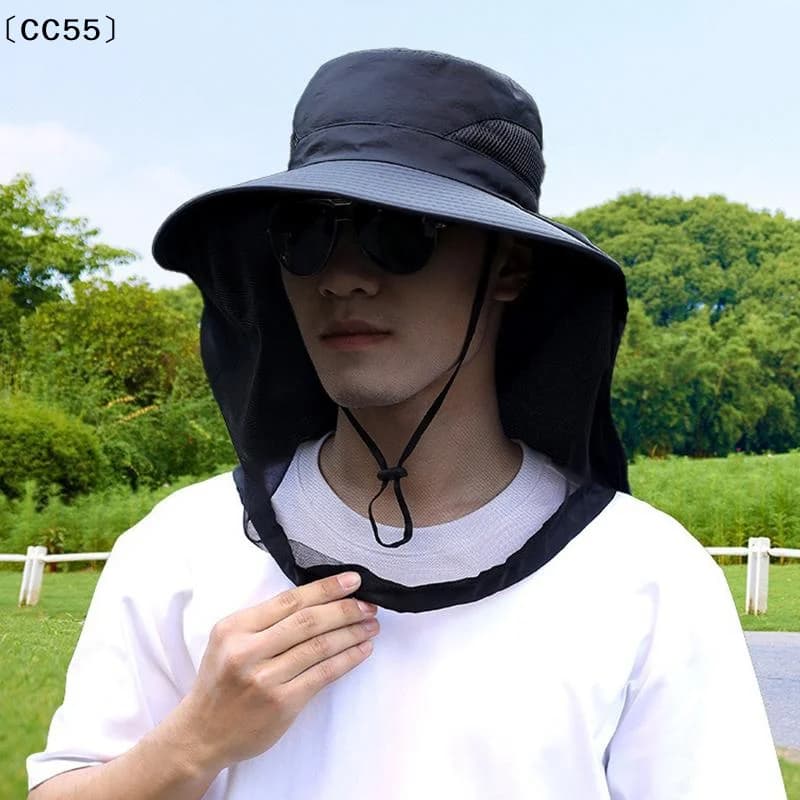 Foldable Mosquito Hat With Hidden Net Mesh Repellent Bee Protection Casual Outdoor Sunscreen Fishing Cap Panama Hat〔CC55〕