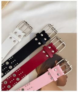 Punk-style double-breasted heavy metal belt, Korean fashion decorative waist belt for jeans