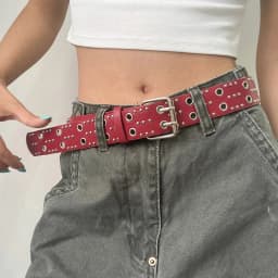 Punk-style double-breasted heavy metal belt, Korean fashion decorative waist belt for jeans