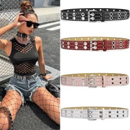 Punk-style double-breasted heavy metal belt, Korean fashion decorative waist belt for jeans