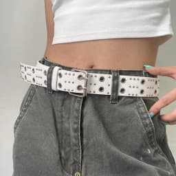 Punk-style double-breasted heavy metal belt, Korean fashion decorative waist belt for jeans