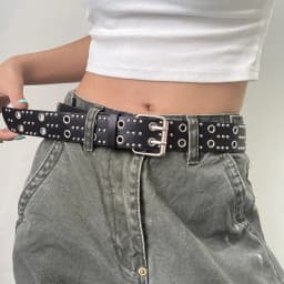 Punk-style double-breasted heavy metal belt, Korean fashion decorative waist belt for jeans