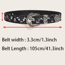 Women's Retro Casual Trend Rhinestone Buckle Belt, Street Ripped Denim Style Punk Rock Versatile Fashion Accessory,For Men Women