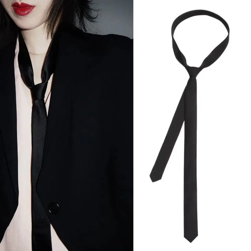 New 3cm Satin Super Slim Tie Fashion Women Man Elegant Black Neck Tie Classic Clothing Accessories Skinny Narrow Necktie