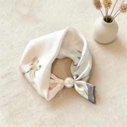 Spring Summer Thin Pearl Silk Scarves Magnetic Buckle Lazy Scarf Women Girls Sweet Elegant Pendant Collarbone Chain Neck Scarf