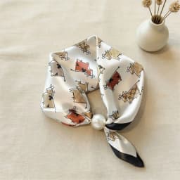 Spring Summer Thin Pearl Silk Scarves Magnetic Buckle Lazy Scarf Women Girls Sweet Elegant Pendant Collarbone Chain Neck Scarf