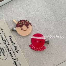 2Pcs Takoyaki Octopus Hair Clips for Women Cute Osaka Limited Acrylic Barrettes Food Themed Hair Accessories Jewelry