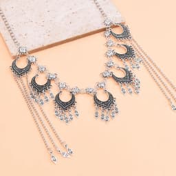 Retro Silvery Alloy Hollow Moon Pendant Forehead Headpiece for Women Boho Ethnic Indian Kurdish Gypsy Hair Accessories Jewelry