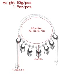 Retro Silvery Alloy Hollow Moon Pendant Forehead Headpiece for Women Boho Ethnic Indian Kurdish Gypsy Hair Accessories Jewelry