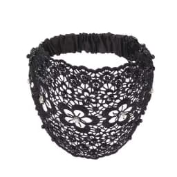 Hollow-Out Plum Blossom Beaded Headband, Elegant Wide-Brim Hair Band Covering White Hair