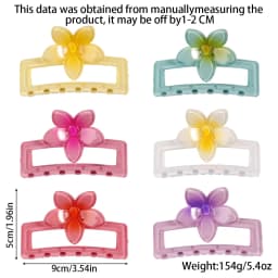 Summer New Square Egg Flower Hair Claw - Gradient Dopamine Sweet Hair Accessory for Back-of-Head Updo Shark Clip