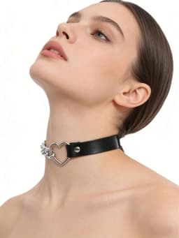 Alternative Fashion E-Girl PU Leather Neck Harness Double O-Ring Dark Punk Style Choker Accessory for Daily and Music Festival