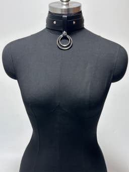 Alternative Fashion E-Girl PU Leather Neck Harness Double O-Ring Dark Punk Style Choker Accessory for Daily and Music Festival