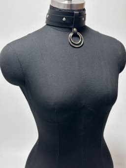 Alternative Fashion E-Girl PU Leather Neck Harness Double O-Ring Dark Punk Style Choker Accessory for Daily and Music Festival