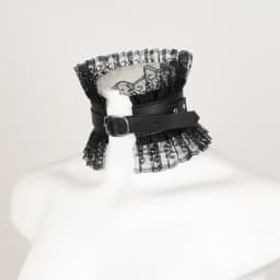 Women Vintage Fake Collar Gothic Black Faux Leather Ruffled Floral Lace Choker Necklace Victorian Lolita Neck Ruff