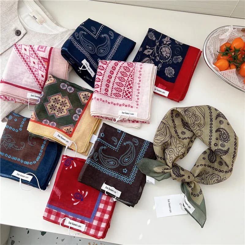 56cm Print Geometric Pattern Headscarf Scarf Square Scarves Kerchief Neckerchief Bandanas Neck Wraps Hair Ribbon Band Headband