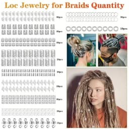 280pcs Silvery Metal Hair Braiding Rings & Cuffs Set - Hip-Hop Punk Style Hollow-Out Dreadlock Beads for Women and Girls DIY