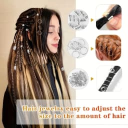 280pcs Silvery Metal Hair Braiding Rings & Cuffs Set - Hip-Hop Punk Style Hollow-Out Dreadlock Beads for Women and Girls DIY