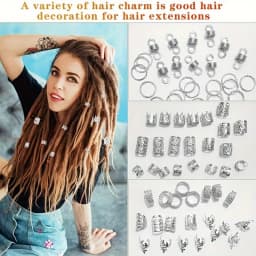 280pcs Silvery Metal Hair Braiding Rings & Cuffs Set - Hip-Hop Punk Style Hollow-Out Dreadlock Beads for Women and Girls DIY