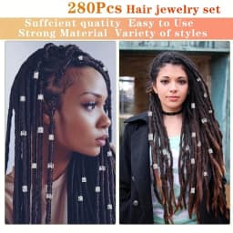 280pcs Silvery Metal Hair Braiding Rings & Cuffs Set - Hip-Hop Punk Style Hollow-Out Dreadlock Beads for Women and Girls DIY
