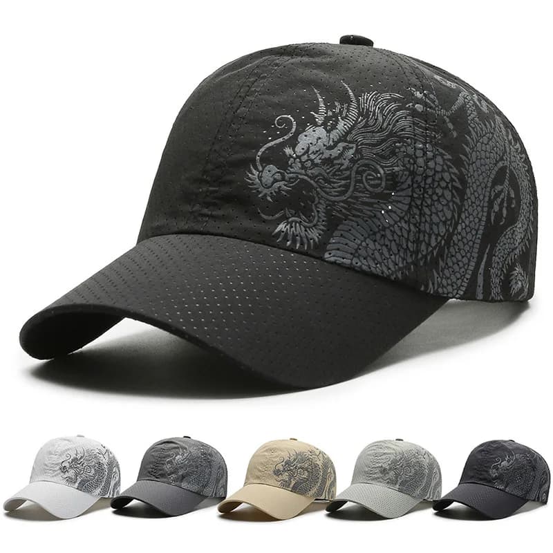 1 pcs Men's Printed Chinese Style Dragon Pattern Quick-Drying Mesh Baseball Cap Outdoor Leisure Fashion Sun Protection