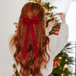 Velvet Hair Clip for Women Elegant Handmade Black Red Green Double Bows Barrette Pin Long Tassel Hair Accessories Christmas Gift
