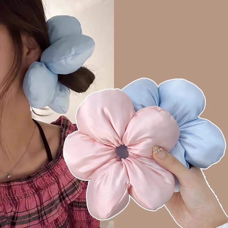 Sweet Solid Large Flower Soft Hair Band For Women Girl Lovely Hair Ornament Headband Hair Tie Scrunchie Fashion Hair Accessories