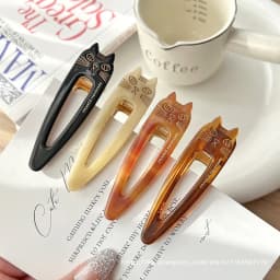 South Korea France Gold Label Cute Kitten Mimi Duck billed Clip French Versatile Caramel Hairpin Clip Side Clip