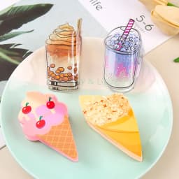 1pc New cute and personalized niche cartoon cup popcorn beverage cup fun acrylic sheet hair clip clip
