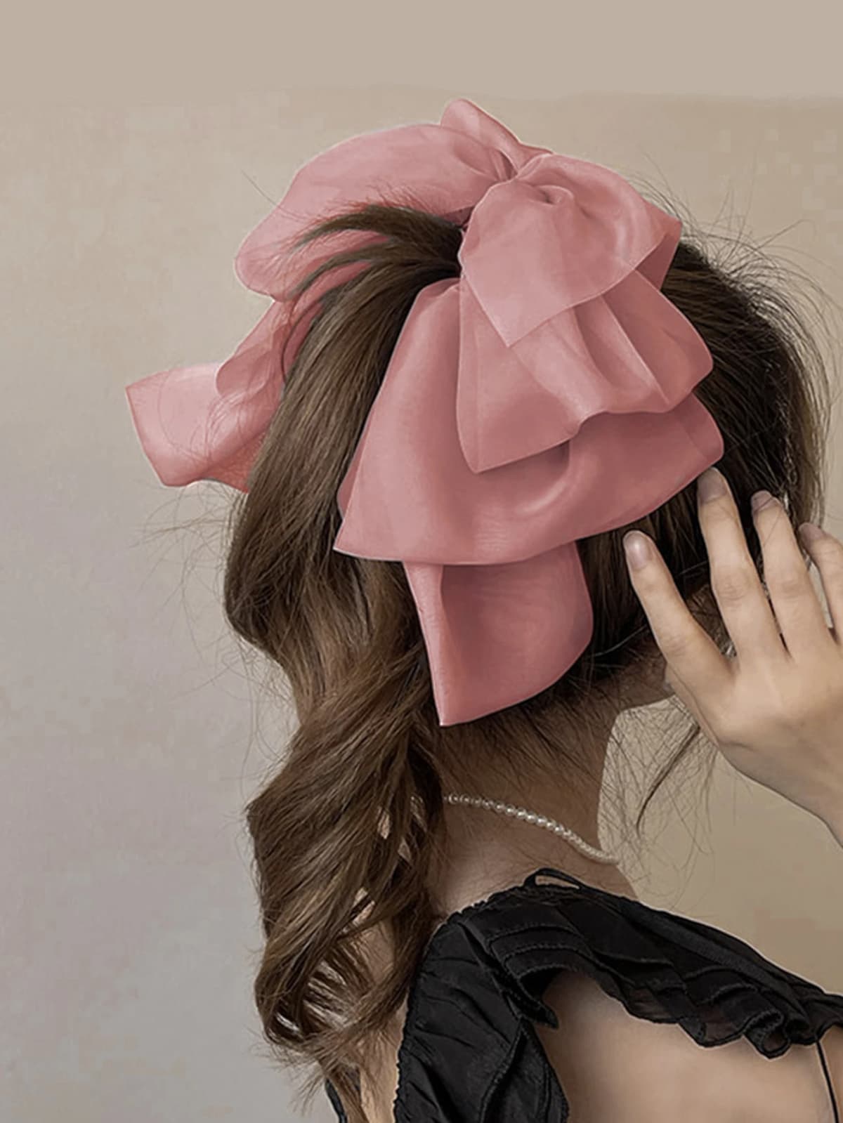 1Pcs Fashion Solid Chiffon Mesh Bow Ribbon Banana Hair Clips For Women Girls Party Hair Accessories
