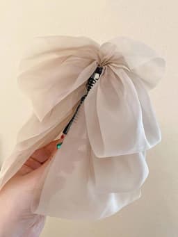 1Pcs Fashion Solid Chiffon Mesh Bow Ribbon Banana Hair Clips For Women Girls Party Hair Accessories